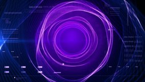 High-tech digital interface with circular purple data streams, AI terms, and futuristic HUD elements for digital data network and analytics concepts. - Powered by Shutterstock - Get 15% off with code: PIKWIZARD15