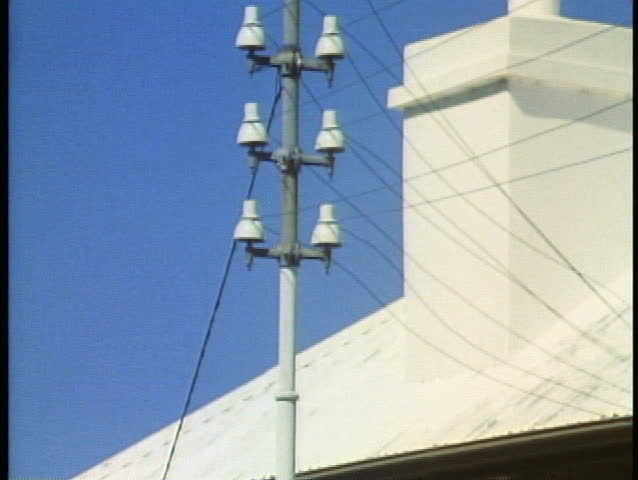 Telegraph poles and wires, close up, Alice Springs, The outback of Australia