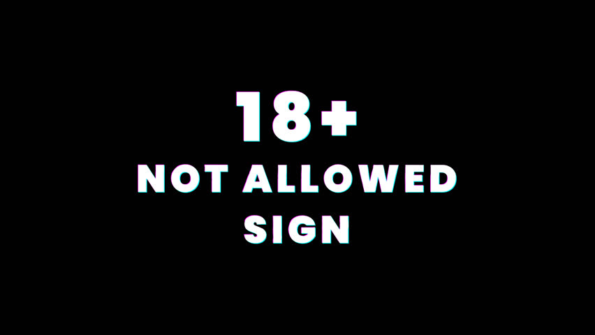18+ Adult Not Allowed Sign Text Animation with pixels effect on black background. 4K Video.