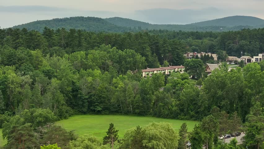 Lake George mountainside drone view