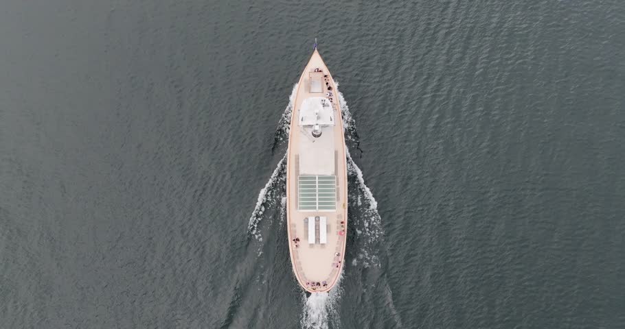 Top view of the Adirondack cruise ship in Lake George New York