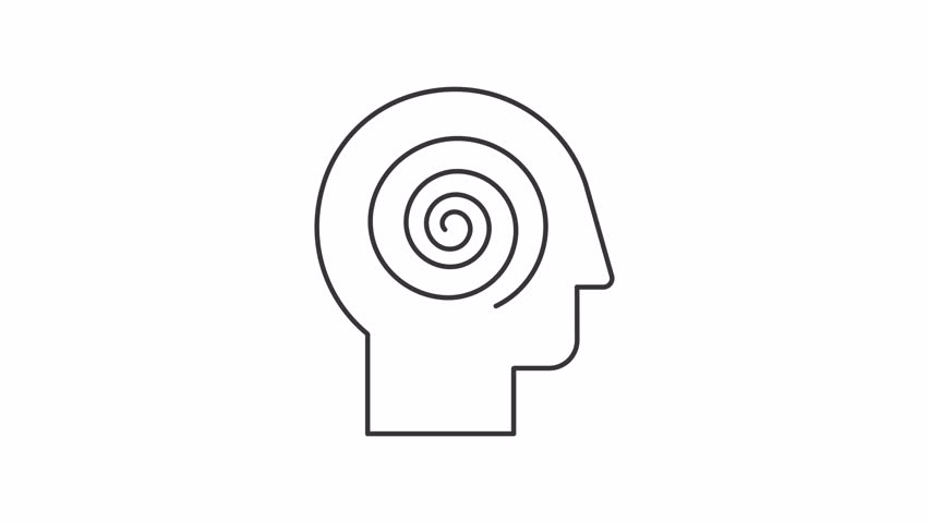 Psychosis line animation. ADHD animated icon. Rotating spiral. Mental issue, neurology. Psychiatry, personality. Health care. Outline element on white background. HD video with alpha channel
