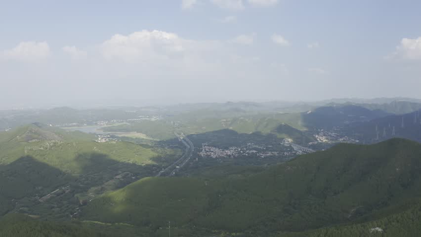 Rural power grid in summer in Taishan Mountains, Jinan, Shandong, China