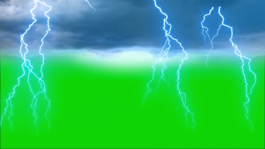 lighting effect on a green screen background. 3D Animation, Ultra High Definition, 4k video The video element of on a green screen background. Electric lightning in sky chroma key. Lightning strike	