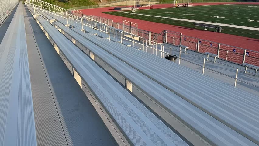 High School Football Field (Track And Field) At Portola High School In Irvine, California (USA). Left To Right Bleacher Seat POV.