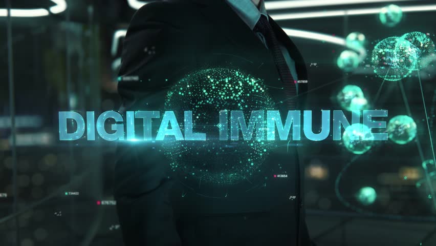 Digital Immune- businessman working with virtual reality at office. - Powered by Shutterstock - Get 15% off with code: PIKWIZARD15