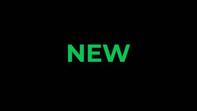 Modern "NEW" animated text in green with fade-in and bounce effect. Loop-ready with transparent background, ideal for showcasing new products or features. - Powered by Shutterstock - Get 15% off with code: PIKWIZARD15