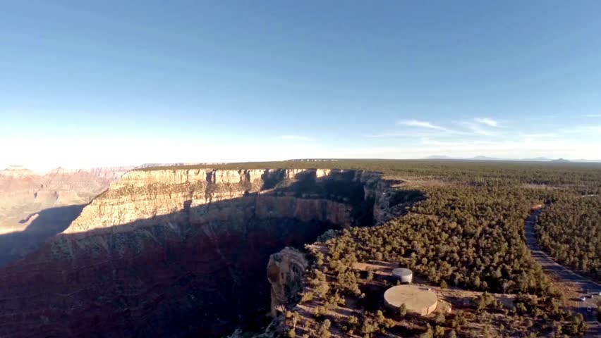 Grand Canyon aerial, Arizona. Panorama in beautiful nature landscape scenery at sunset in AERIAL Mountains with light of the setting sun
