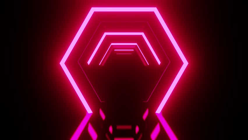 Hexagon bubble pink tunnel VJ loop background