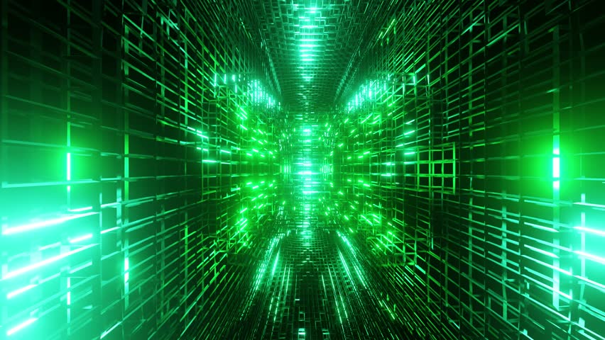 Crystal rotated donut with green neon lights VJ loop background