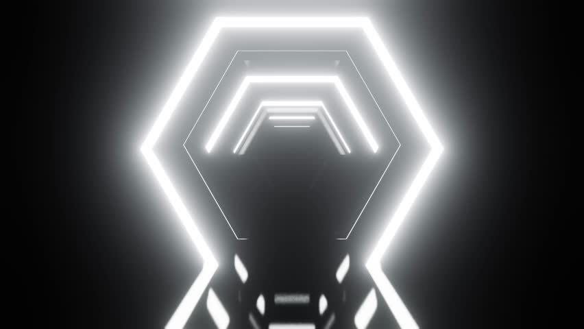 Hexagon ice white tunnel VJ loop background