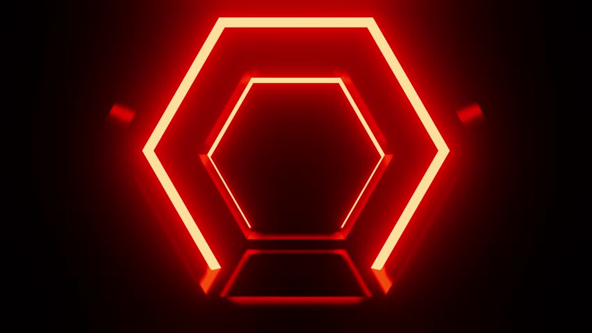 Hexagon Red fire tunnel VJ loop background