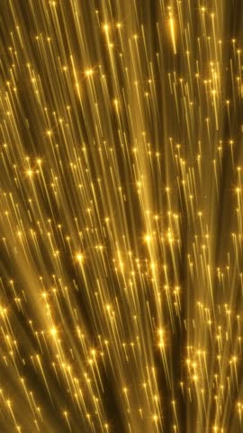 Radiant golden particles create a luxurious, flowing stream effect on a dark background. Ideal for celebratory events, awards ceremonies, or elegant festive season intros and grand openings