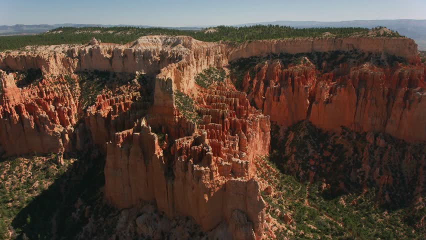 landscape aerial moving across edge of cliff and enjoy sunset. Gimbal shot of Dead Horse Point State Park, Utah, USA. UHD, 4K Aerial