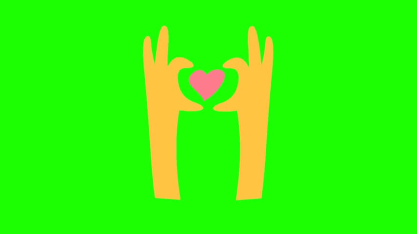 Hand with heart animation with the transparent background 