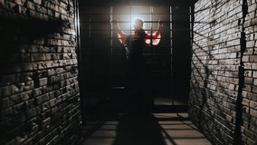 Portrait of an unrecognizable girl in prison. Female silhouette behind bars. Concept of the opera Carmen. - Powered by Shutterstock - Get 15% off with code: PIKWIZARD15