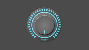 Animated rotary knob turning on, UI interface dial switch for power control, relay activation, synthesizer filter, modern technology HUD element, control panel animation on transparent background. - Powered by Shutterstock - Get 15% off with code: PIKWIZARD15