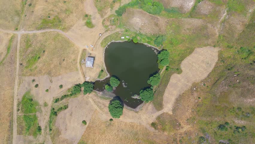 Tiny pond in a lost place taken with drone