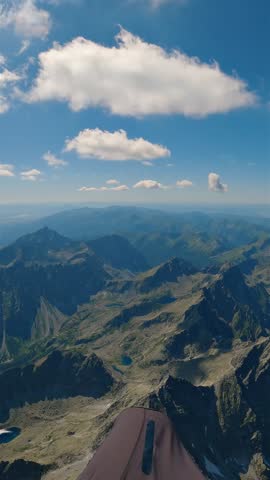 Breathtaking Paragliding Flying High Over Rocky Mountains, Vertical Adrenaline Adventure