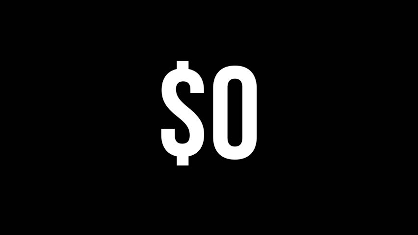 Fast dollar number count from 0 to $2000 with white ink drops on a black background