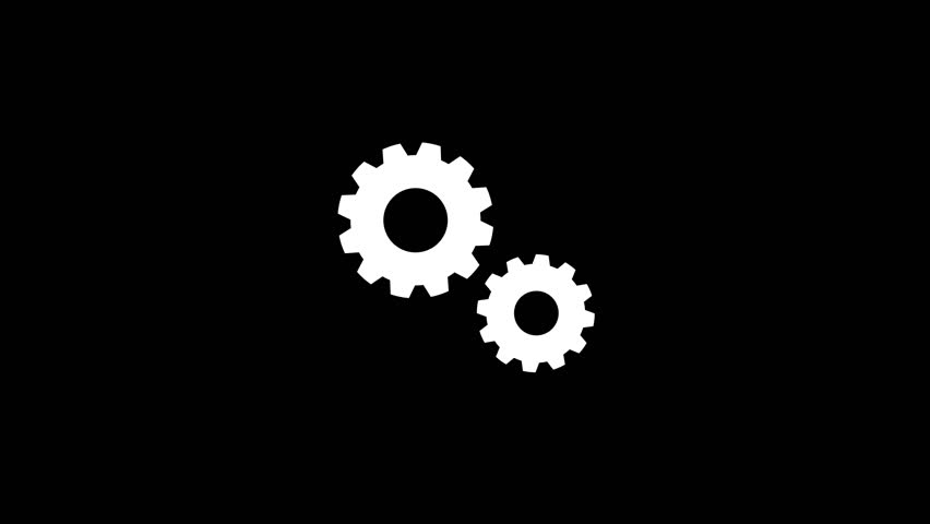 Flat animated settings gear icon spinning. Simple settings icon animation. Short 2D settings icon animation.