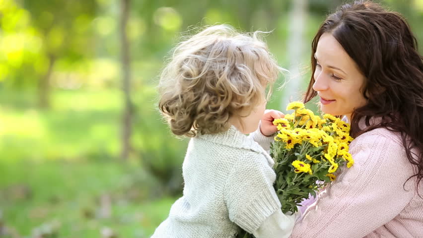 mother and flowers