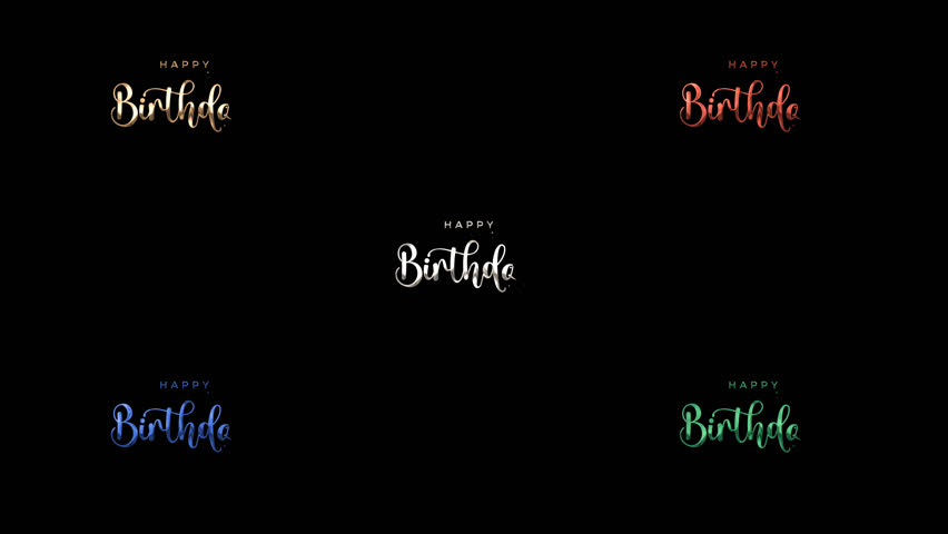 Happy Birthday  text animation pack on the black background alpha channel.