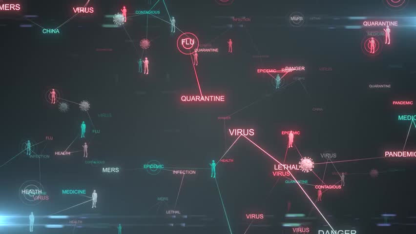 Visual representation of the COVID-19 pandemic outbreak, highlighting virus transmission, social distancing measures, and the global response to prevent the spread of infection.
