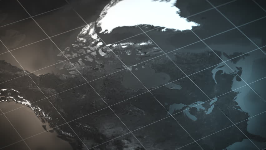 Map of Canada with country regions outlines. 3d animation. 3D Illustration