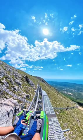 Father and Son Riding Mountain Roller Coaster in Lovćen, Montenegro – 360° POV Family Adventure