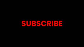 Animated red "Subscribe" text with clean bounce and fade-in effects. Bold typography on transparent background. Suitable for digital content, video editing, and online promotion. - Powered by Shutterstock - Get 15% off with code: PIKWIZARD15
