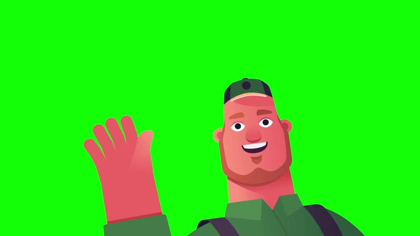 3D Green Screen Tradesman Waving and Closeup for Digital Use. 3D tradesman character in green screen waving closeup, perfect for creative digital projects, explainer videos, and presentation assets.