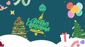 Whimsical holiday footage featuring dancing reindeer, charming Christmas trees, and floating balloons against a festive blue-green backdrop. Perfect for seasonal advertisements  - Powered by Shutterstock - Get 15% off with code: PIKWIZARD15