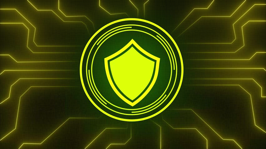 neon Hud animation of a circuit board with a padlock in tick mark animation . Cybersecurity, digital lock and circuit board for data coding, Closed padlock on digital circuit board.  - Powered by Shutterstock - Get 15% off with code: PIKWIZARD15