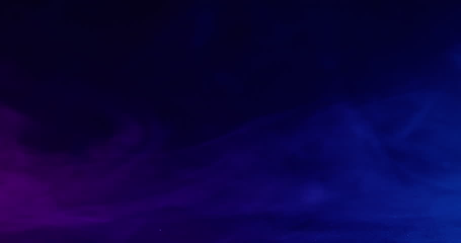 Fume background. Ink water. Defocused blue purple neon colorful smog steam texture acrylic blend moving on dark black art abstraction.