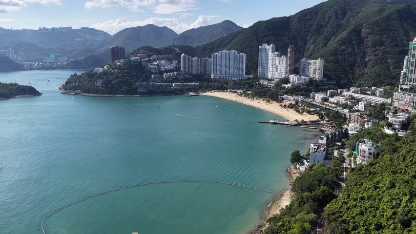 Skyview in Repulse Bay Hong Kong features a golden beach, clear waters with luxury villas and exclusive residences,an iconic destination for tourism, upscale living and water activities