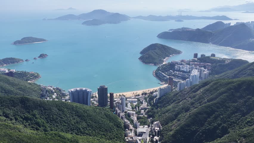 Skyview in Repulse Bay Hong Kong features a golden beach, clear waters with luxury villas and exclusive residences,an iconic destination for tourism, upscale living and water activities