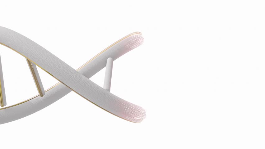 DNA Simulate destruction or repair animation. Designed to be simple Using white, gold on white background and green screen. Can be used in cosmetic industry or science. Minimal idea concept, 3D Render