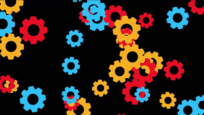 Colorful gears background vector design animation for mechanical engineering and industrial applications use cases
