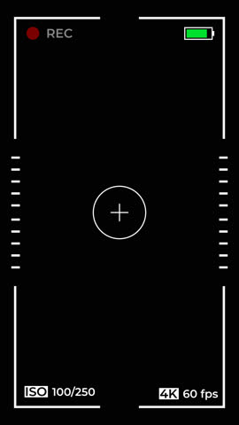 Camera Recording Overlay Vertical on a transparent background. 4K Video Resolution.