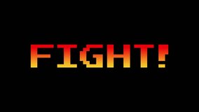 Pixel-style ‘Fight’ text in a orange-red gradient, gently rotating and shaking. Includes white, black, and green screen backgrounds. Ideal for retro 8-bit games, online ads, and digital design. - Powered by Shutterstock - Get 15% off with code: PIKWIZARD15