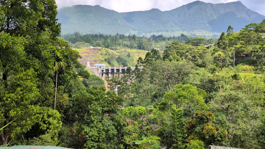 Glimpse of Kotmale hydroelectric and irrigation dam power station in Kotmale, Sri Lanka