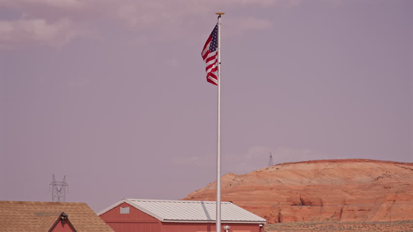 American Flag on Flagpole Desert Red Rocks Arizona