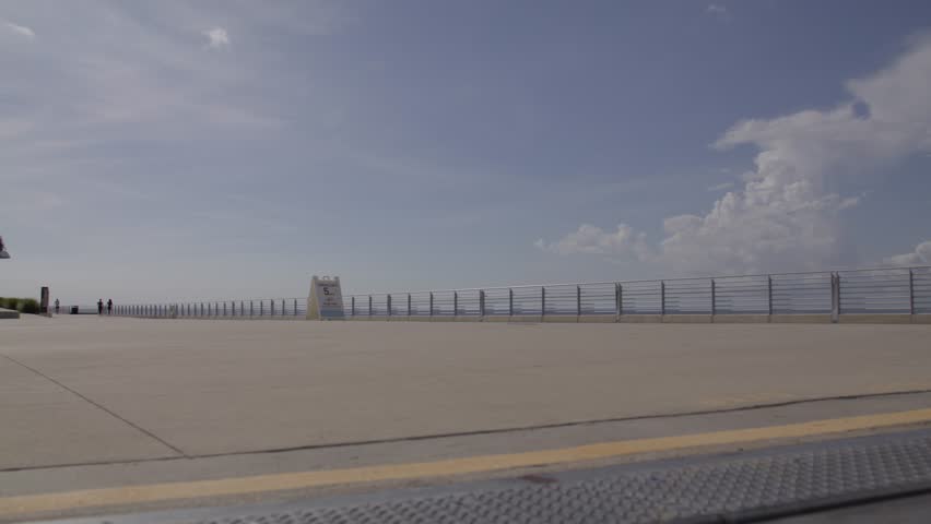 St. Pete Pier in St. Petersburg, Florida with wide shot panning right to left.