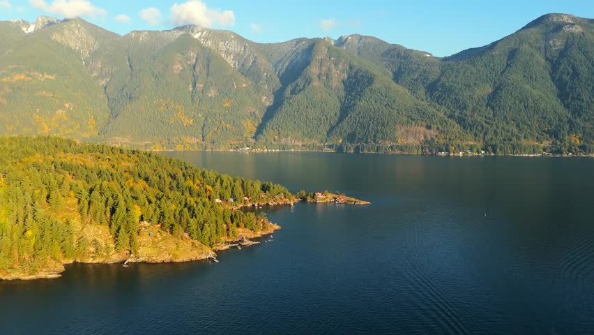 Aerial View on the beautiful Canadian nature, Howe Sound and fjords