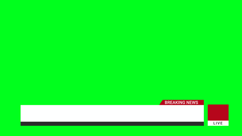 Breaking News Lower Third Animation. Simple Reveal and Subtle Light Glow. Broadcast Overlay for News Flash Segment. Lower third live breaking news background green screen