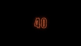 Digital display of the number 40 in a burning, fiery orange style against a dark background. Concept of a countdown or timer. - Powered by Shutterstock - Get 15% off with code: PIKWIZARD15