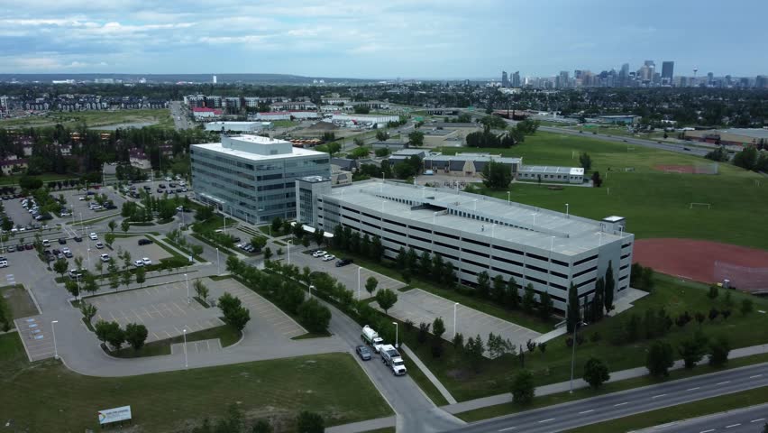 Drone Shot of the Anthem Properties Office Building in Calgary