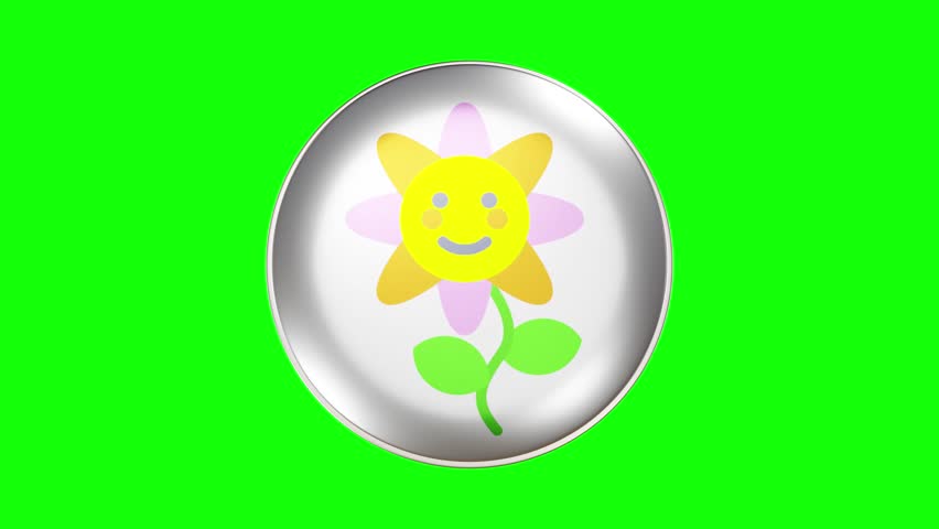Smiley nature Emoji icon. Looping animate on green background. Footage. Circle 