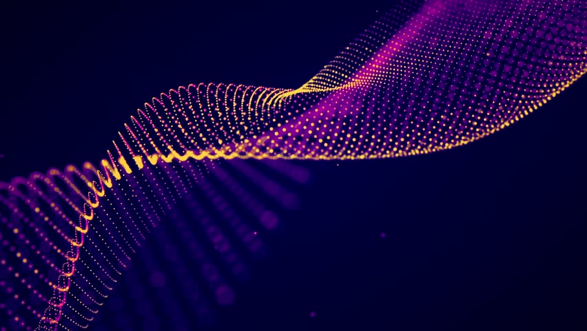 Technology digital wave background and big data concept. Beautiful motion-waving dots texture with glowing, defocused particles. Cyber or technology background. - Powered by Shutterstock - Get 15% off with code: PIKWIZARD15